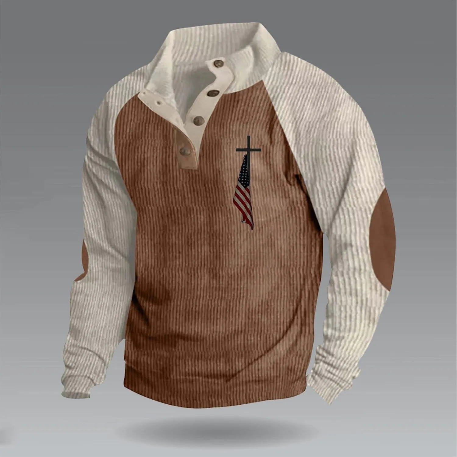 LCMTWX Mens Sweater Mock Neck Collar Button Sweatshirt 1/4 Top Button Long Sleeve Jacket Outdoor Fashion Sweater Collar