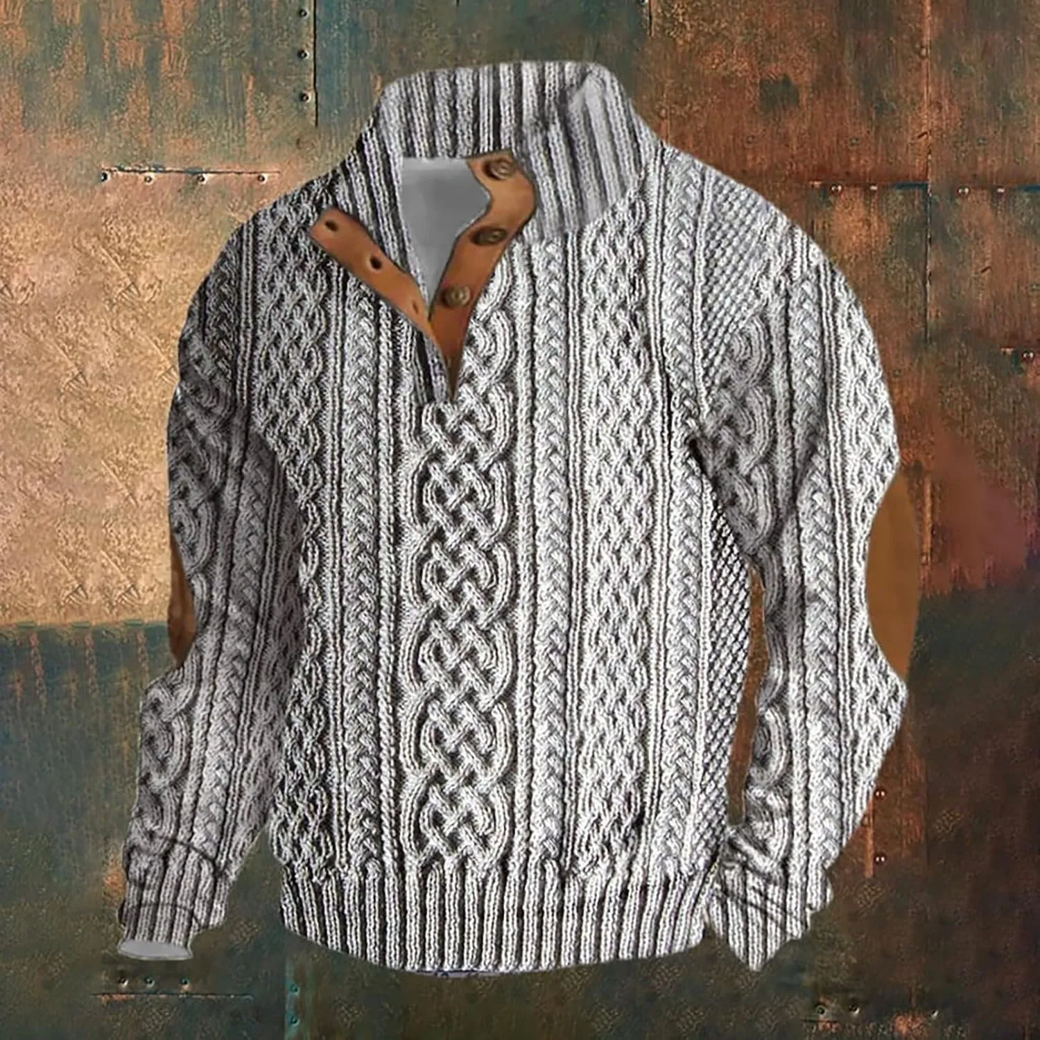 LCMTWX Mens Sweater Mock Neck Collar Button Sweatshirt 1/4 Top Button Long Sleeve Jacket Outdoor Fashion Sweater Collar