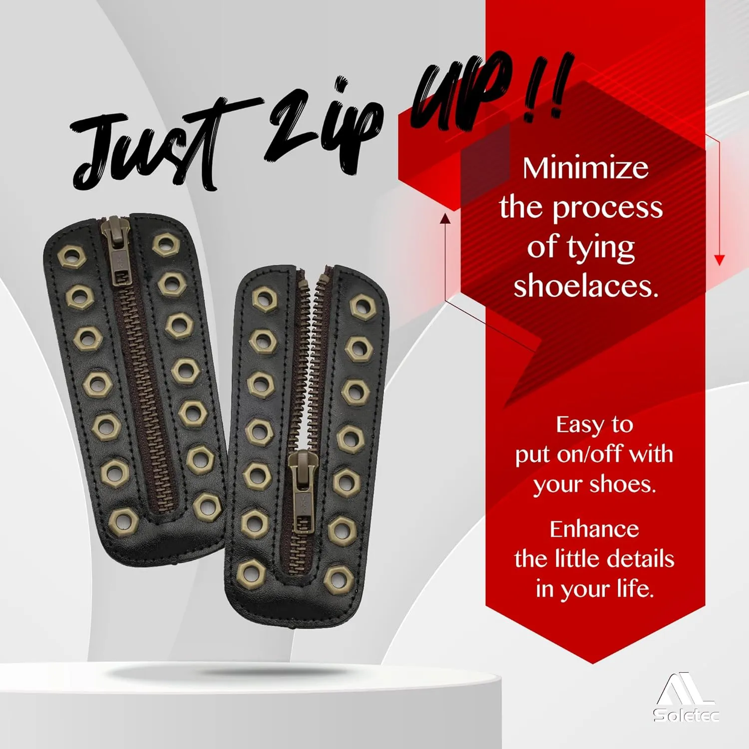Leather Lace-in Boot Zipper Inserts for All Brands, Tieless Shoe Laces