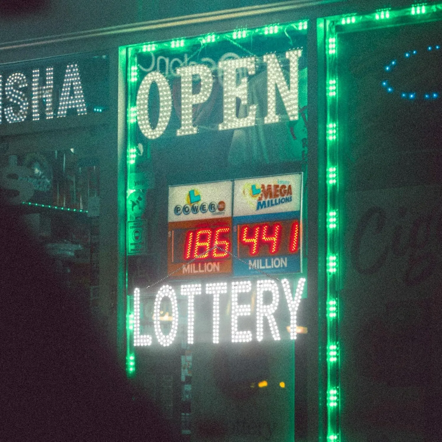 LED LOTTERY Sign for Business,30"x10" LOTTO Grocery Shop Store Sign with Remote Control & Hanging Installation Bright Led for Window Wall Door