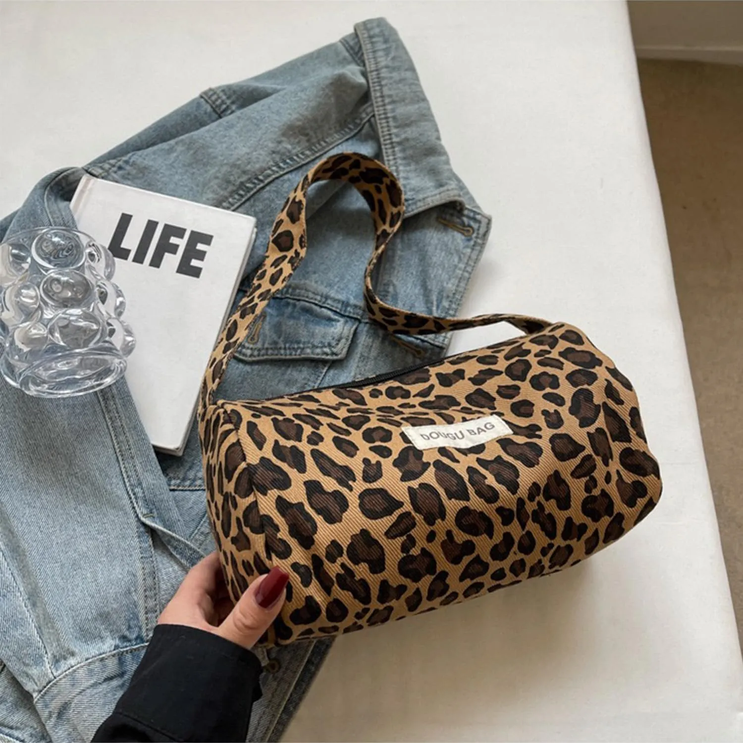 Leopard print bag, jacquard bag, leopard print handbag, leopard print clutch bag, leopard print women's bag