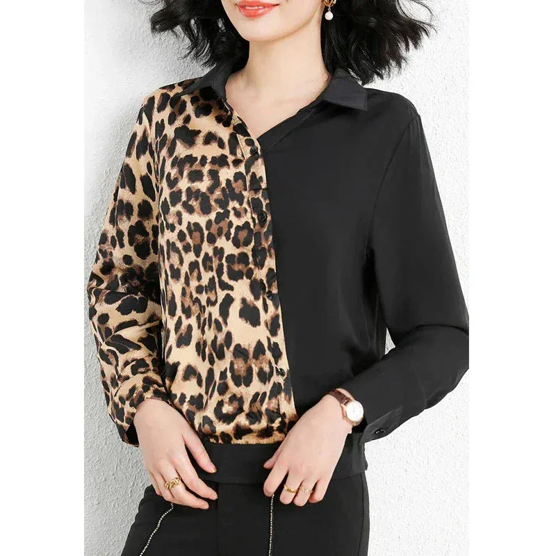 Leopard Print Patchwork Blouse