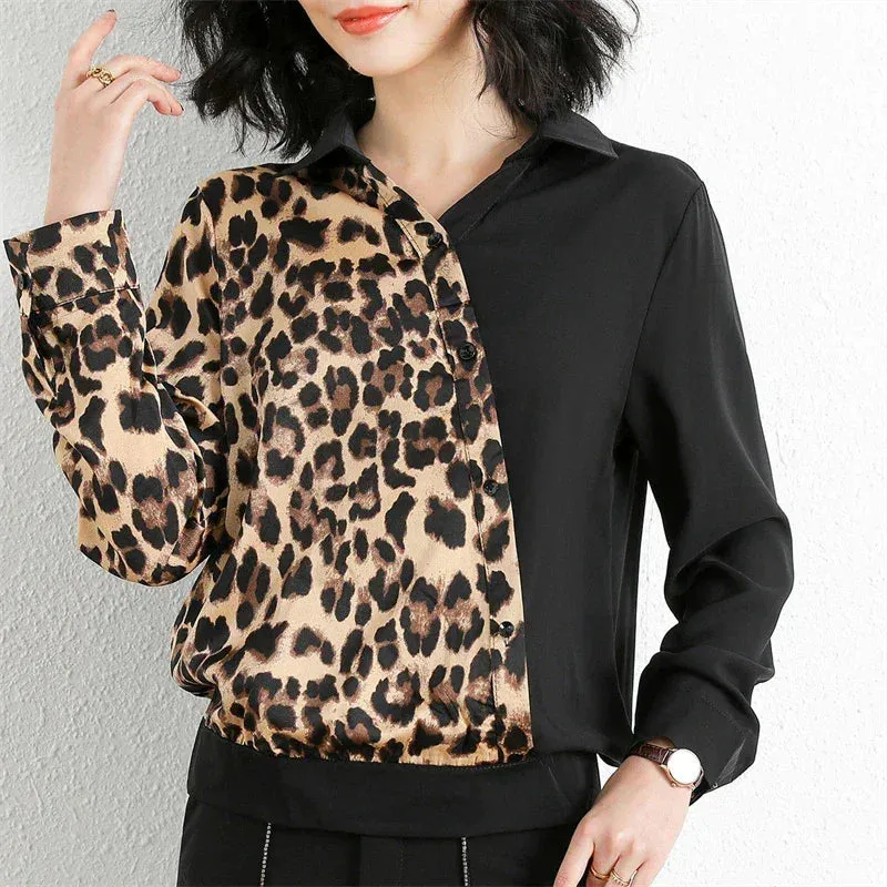 Leopard Print Patchwork Blouse