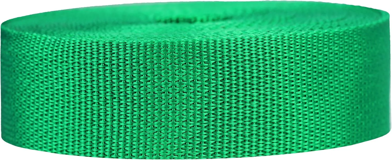 Lightweight Polypropylene Webbing - Poly Strapping for Outdoor DIY Gear Repair, Pet Collars, Crafts – 1.5 Inch by 10, 25, or 50 Yards, Over 20 Colors