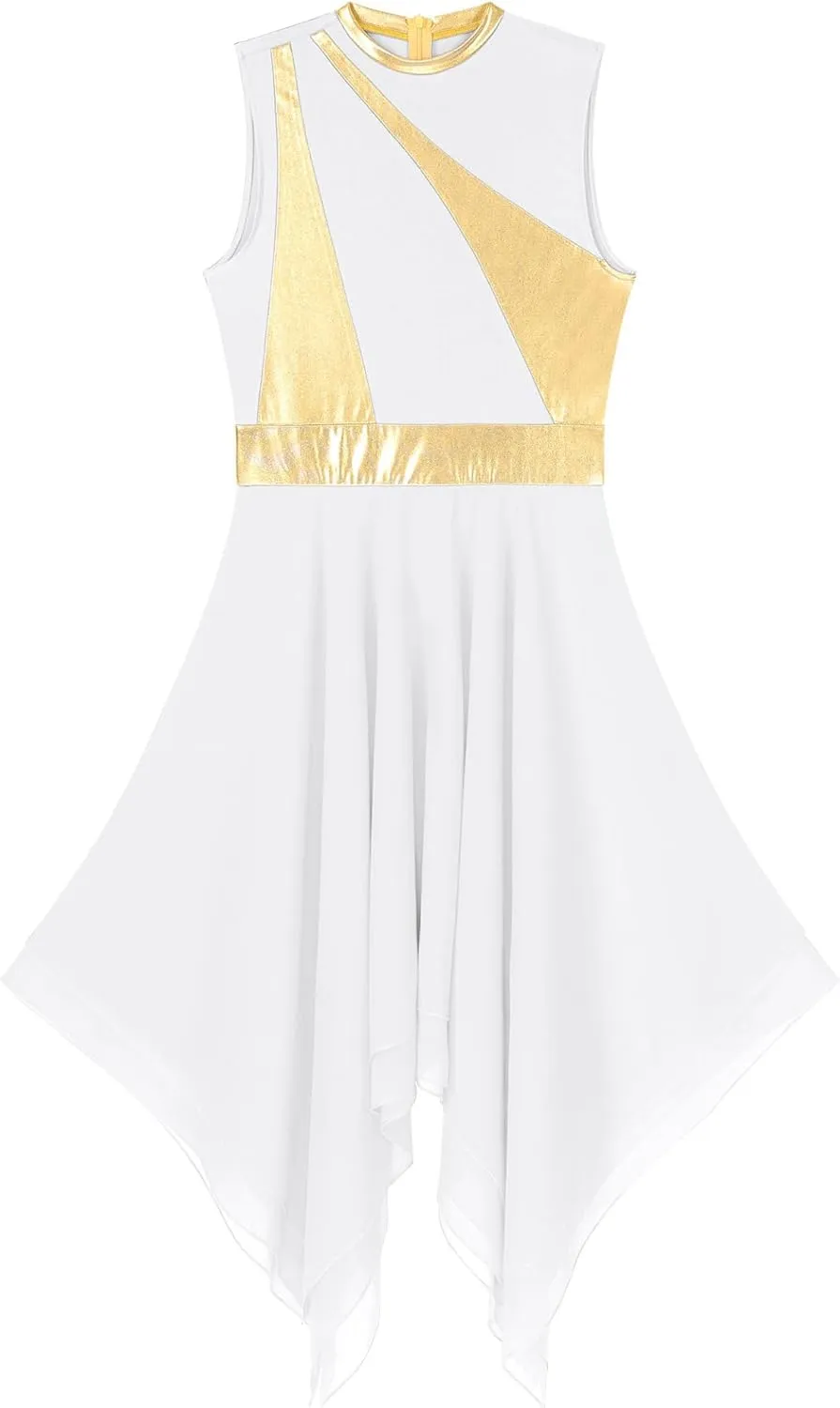 Linjinx Praise Dance Dresses for Women Church Worship Liturgical Dancewear Tunic Lyrical Dance Dress
