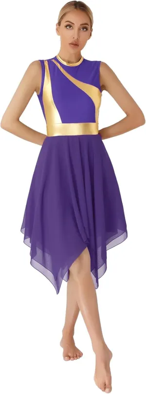 Linjinx Praise Dance Dresses for Women Church Worship Liturgical Dancewear Tunic Lyrical Dance Dress
