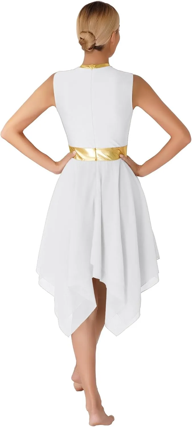 Linjinx Praise Dance Dresses for Women Church Worship Liturgical Dancewear Tunic Lyrical Dance Dress