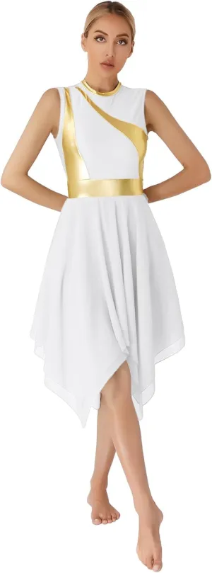 Linjinx Praise Dance Dresses for Women Church Worship Liturgical Dancewear Tunic Lyrical Dance Dress