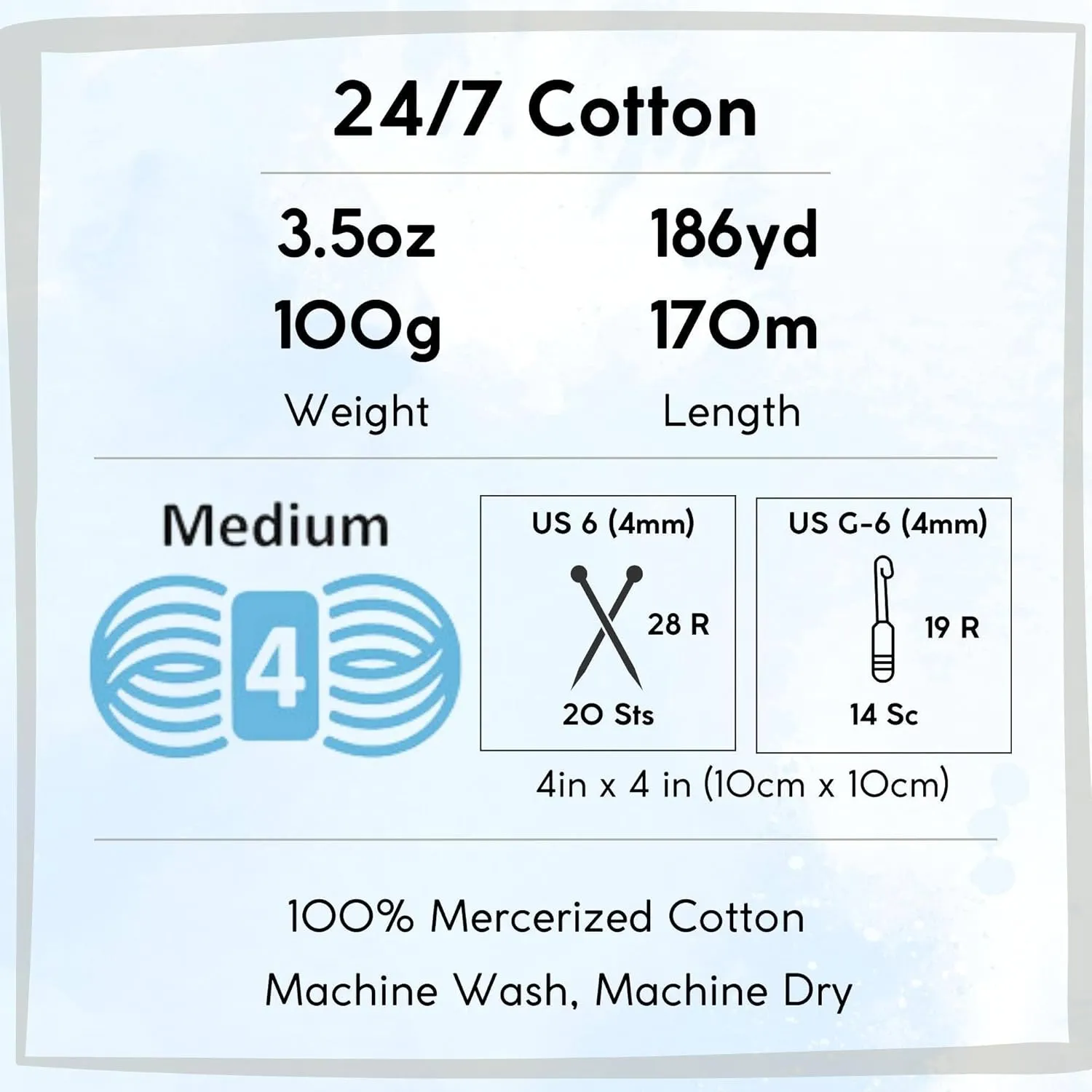 Lion Brand 24/7 Cotton Jade 761-178 (6-Skeins - Same Dye Lot) Worsted Medium #4 Cotton Yarn for Crocheting and Knitting with Project Bag