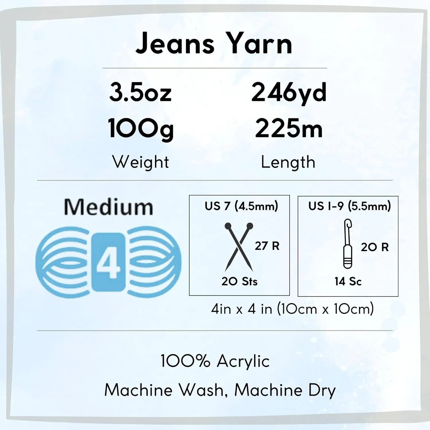 Lion Brand Jeans Classic 505-110 (3-Skeins - Same Dye Lot) Worsted Medium #4 Acrylic Yarn for Crocheting and Knitting with Project Bag