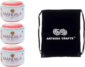 Lion Brand Mandala Baby Narnia 526-216 (3-Skeins - Same Dye Lot) DK Light Worsted #3 Acrylic Yarn for Crocheting and Knitting with Project Bag