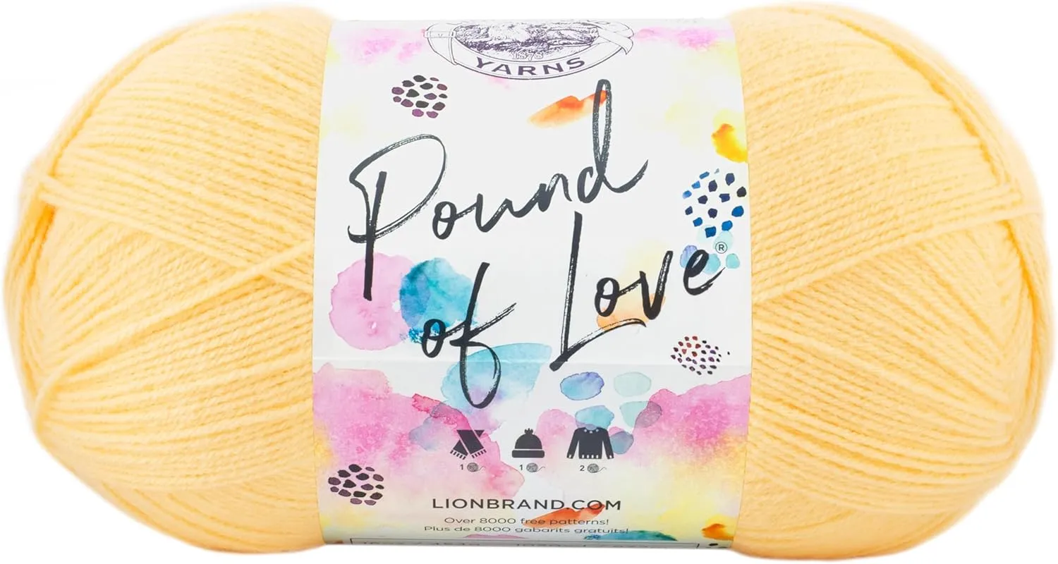 Lion Brand Pound of Love Baby Honey Bee 550-158 (3-Skeins - Same Dye Lot) Worsted Medium #4 Acrylic Yarn for Crocheting and Knitting with Project Bag