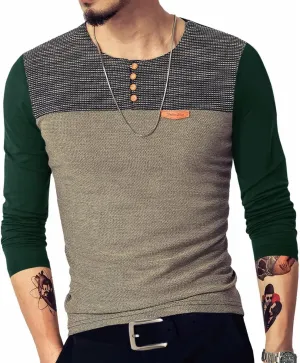 LOGEEYAR Mens Slim Fitted Casual Short Sleeve Button T-Shirts Contrast Color Stitching Tees Tops