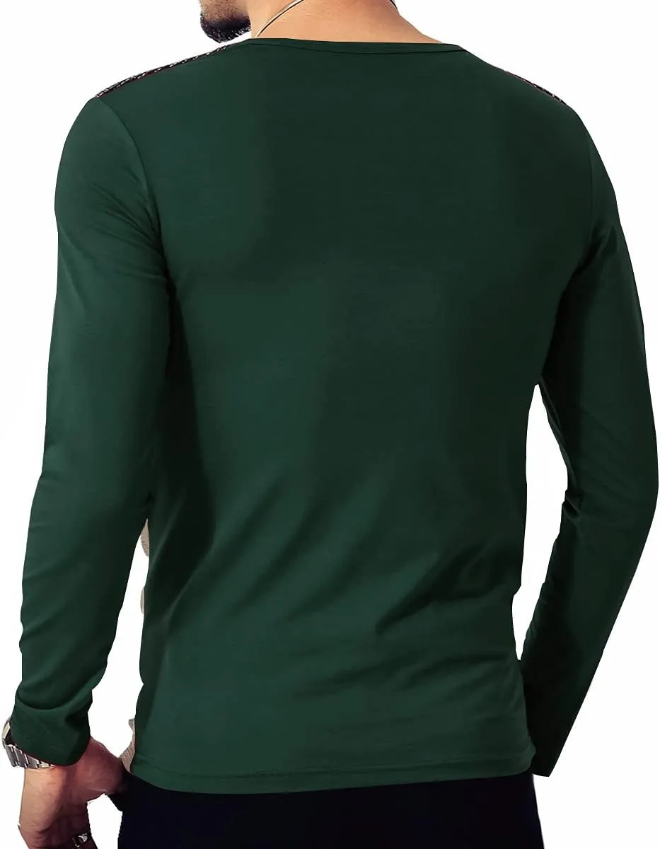 LOGEEYAR Mens Slim Fitted Casual Short Sleeve Button T-Shirts Contrast Color Stitching Tees Tops