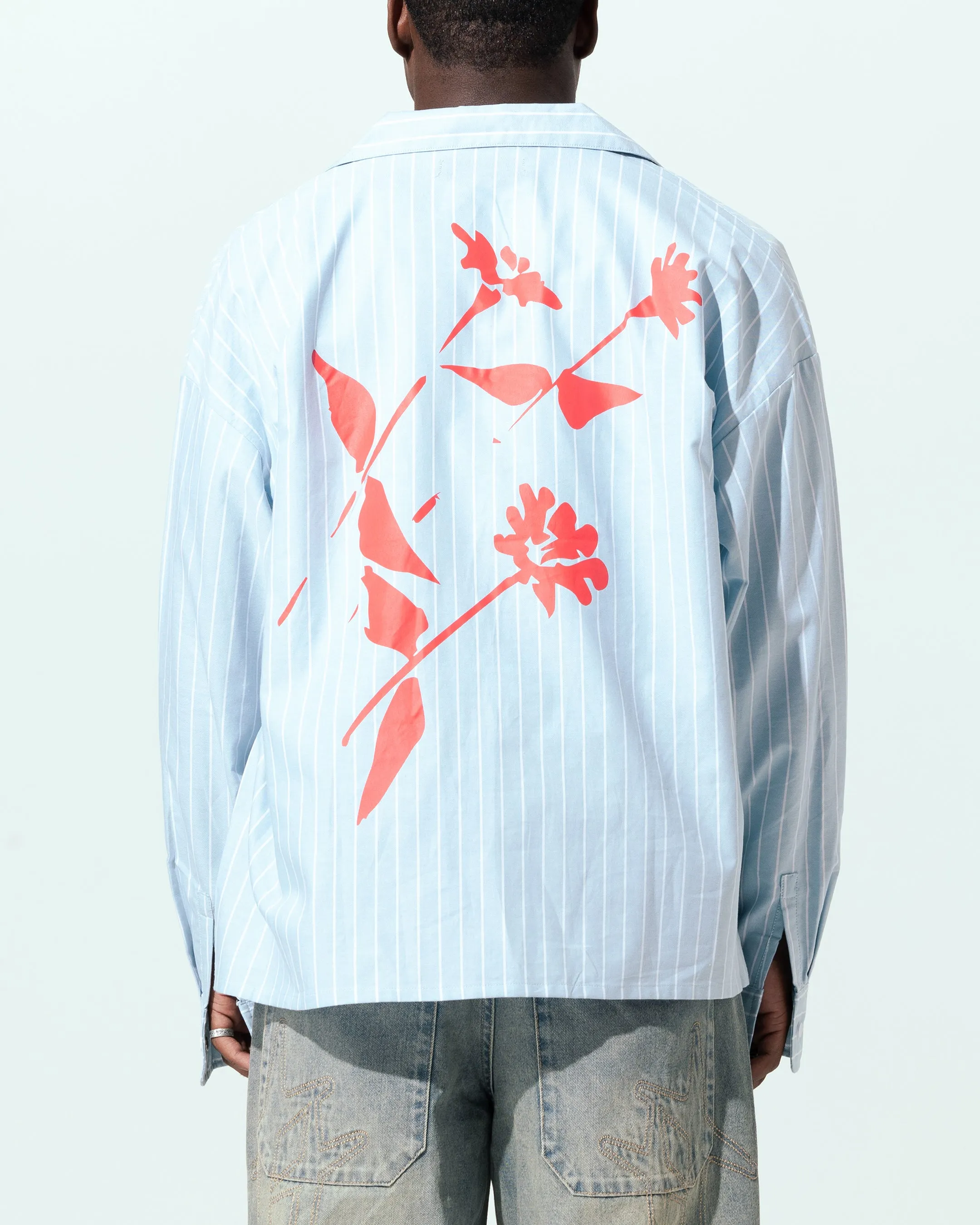 Loiter Oasis Stripe Button Up Shirt Blue Pin Stripe