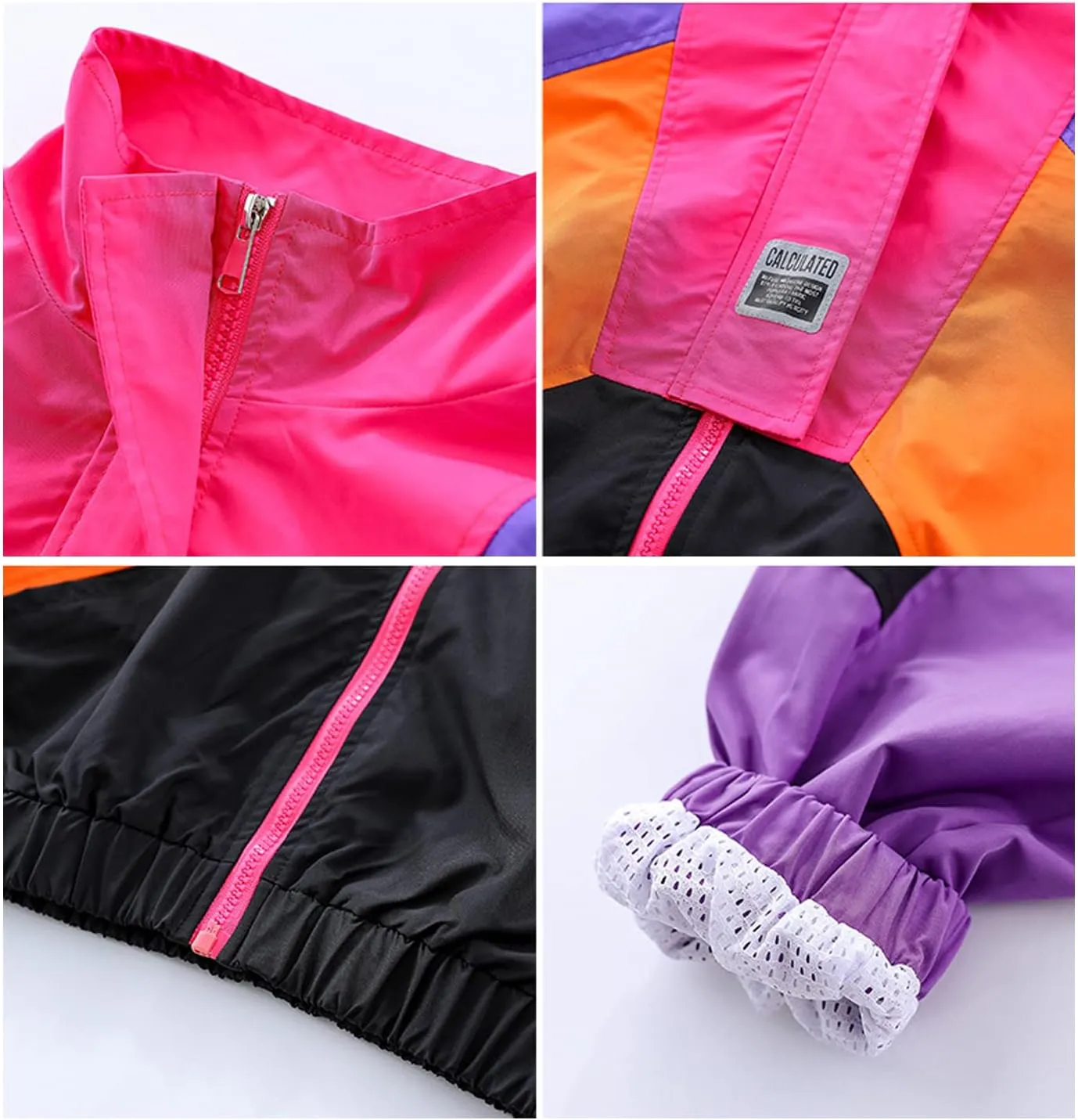 LOLANTA Boys' Girls' Color Block Jacket Track Pants Sets Hip Hop Dance Patchwork Clothes Unisex Streetwear