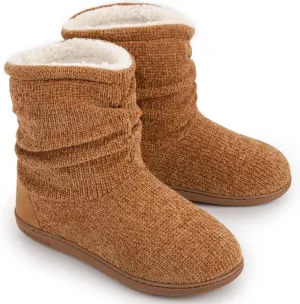 LongBay Women's Chenille Knit Bootie Slippers Cute Warm Plush Fleece Memory Foam House Shoes