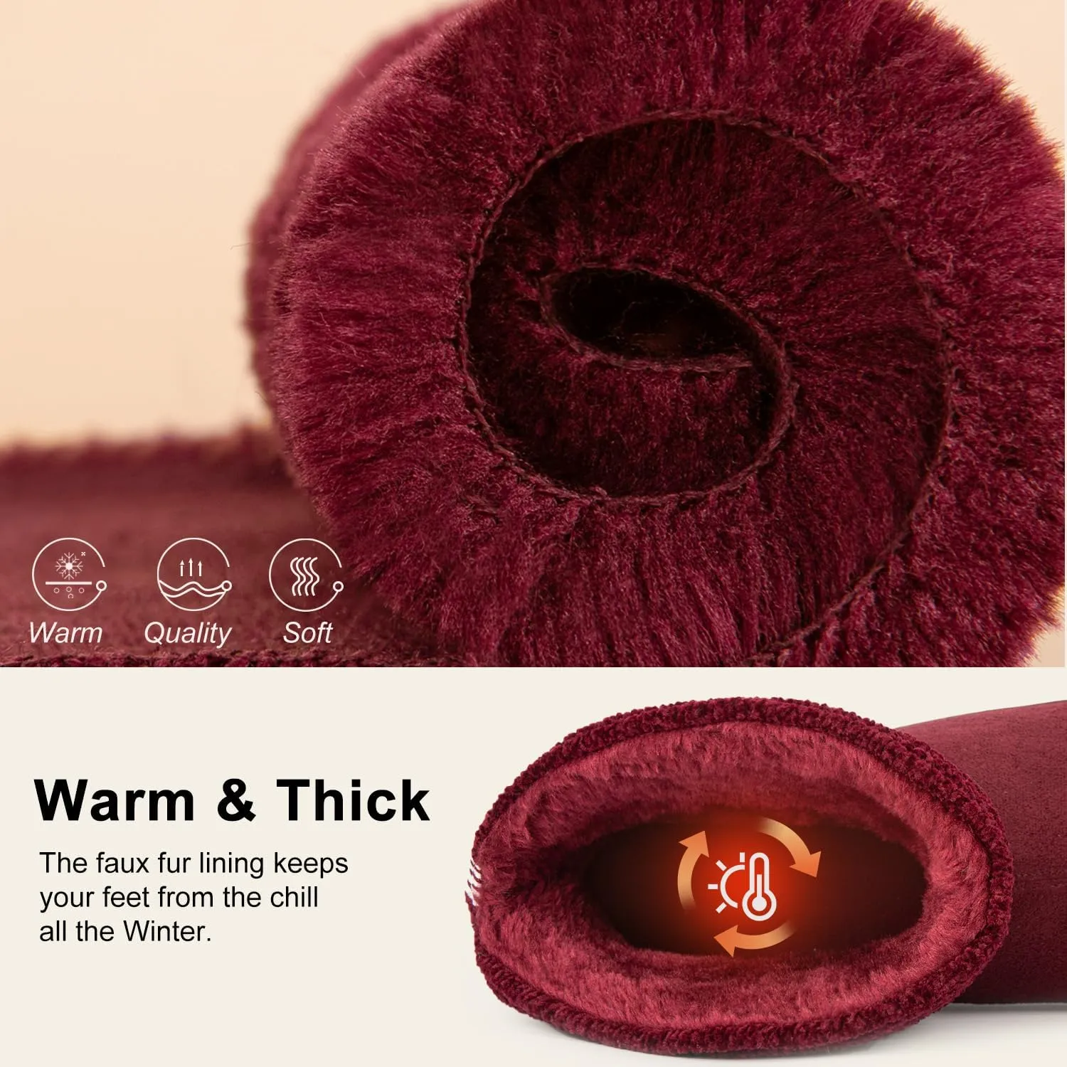 LongBay Women's Warm Chenille Knit Bootie Slippers Memory Foam Comfy Suede Fluffy Faux Fur Memory Foam Boots House Shoes