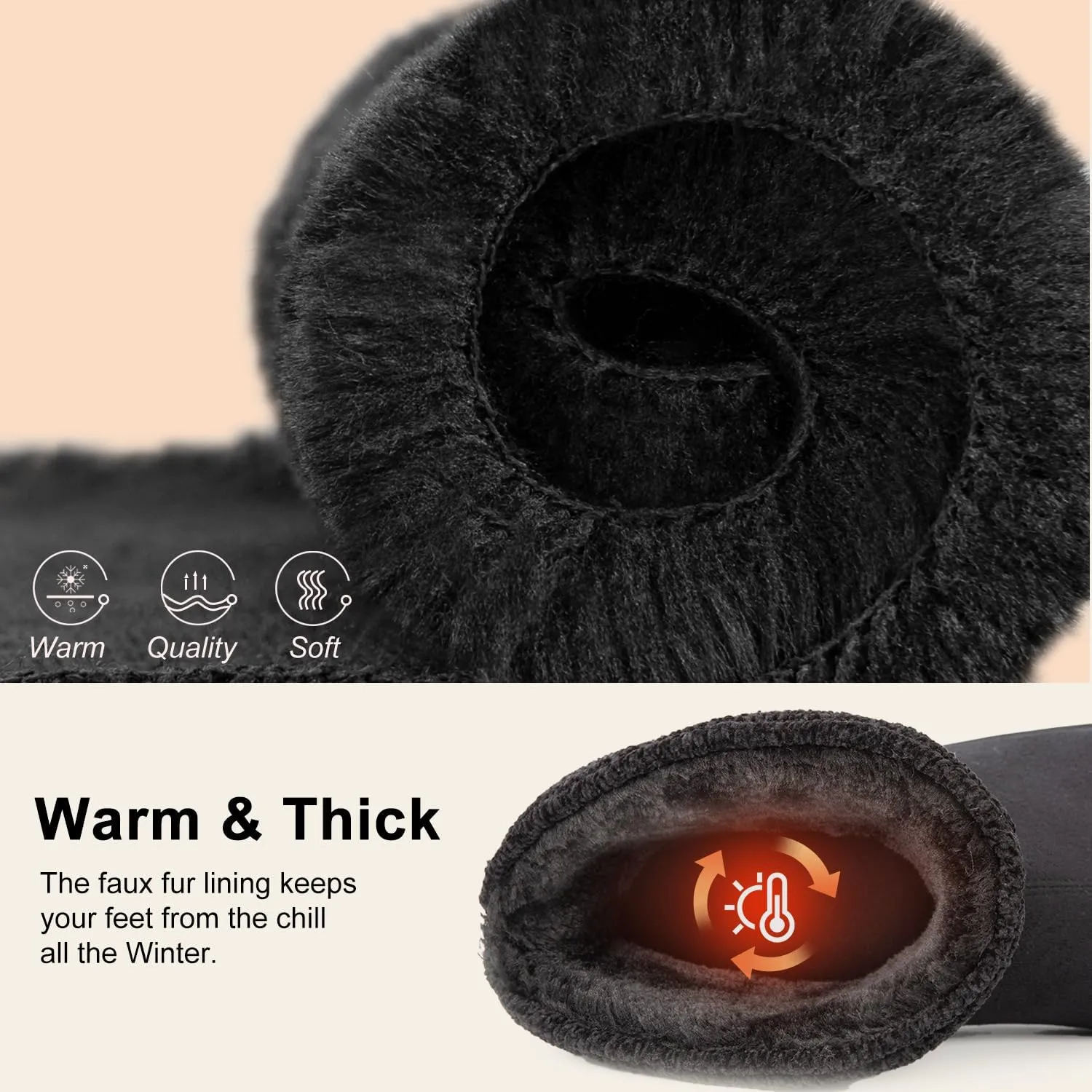 LongBay Women's Warm Chenille Knit Bootie Slippers Memory Foam Comfy Suede Fluffy Faux Fur Memory Foam Boots House Shoes