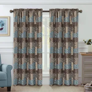 Loom and Mill Luxury Blue Jacquard Curtains for Bedroom, Thick Damask Chenille Window Curtain Panels with Tiebacks for Living Room Holiday Party Banquet Decorations (2 Panels, 52 x 84 Inch, Blue)