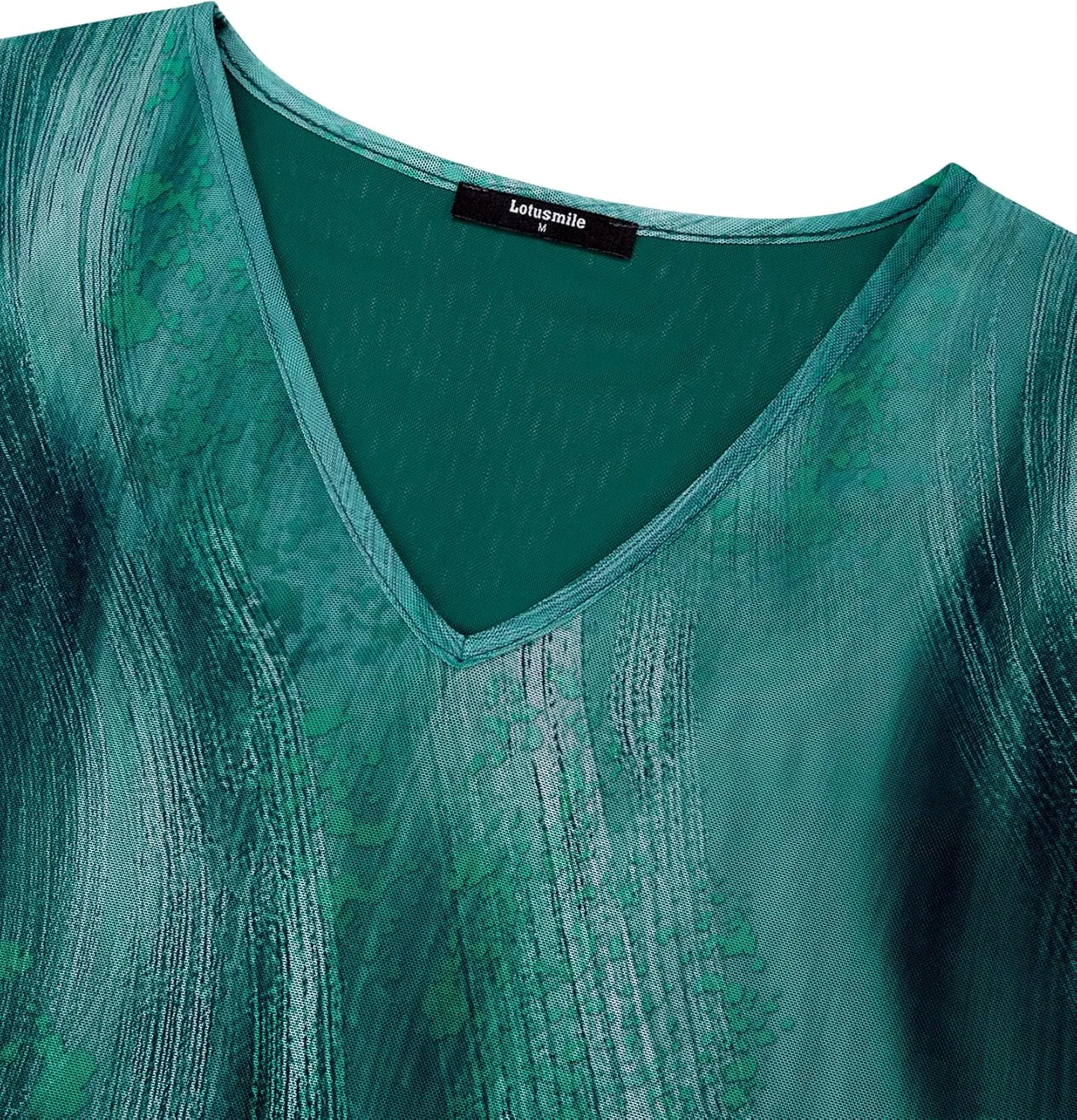 Lotusmile Womens Dressy Blouse Double Layers Mesh Shirt Ruffle 3/4 Flared Sleeve Tunic Tops