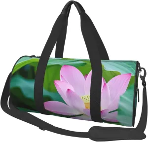 lotuss flowers Print Round Large Capacity Travel Luggage Bags,Men's and Women's Hand-Held Travel Clothing Bags