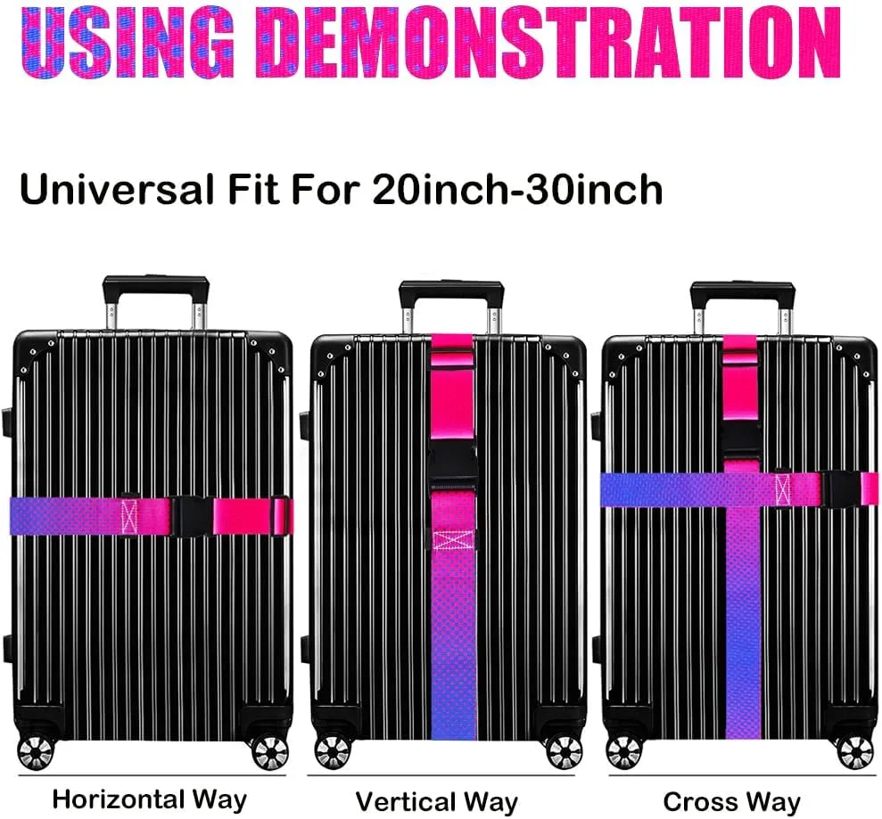 Luggage Straps for Suitcases TSA Approved-2 Pack Bright Personalized Luggage Belt Strap for Suitcase/Carry On Bag Luggage Accessories for Travel (Gradient)
