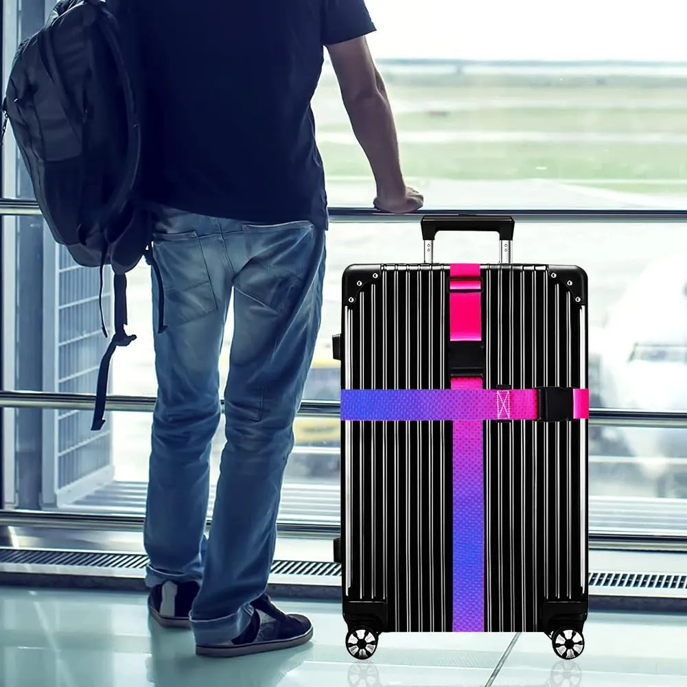 Luggage Straps for Suitcases TSA Approved-2 Pack Bright Personalized Luggage Belt Strap for Suitcase/Carry On Bag Luggage Accessories for Travel (Gradient)