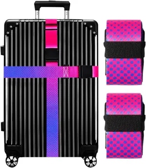 Luggage Straps for Suitcases TSA Approved-2 Pack Bright Personalized Luggage Belt Strap for Suitcase/Carry On Bag Luggage Accessories for Travel (Gradient)