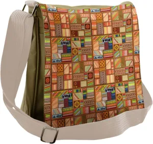 Lunarable Prehistoric Messenger Bag, Patchwork Style Northern, Unisex Cross-body