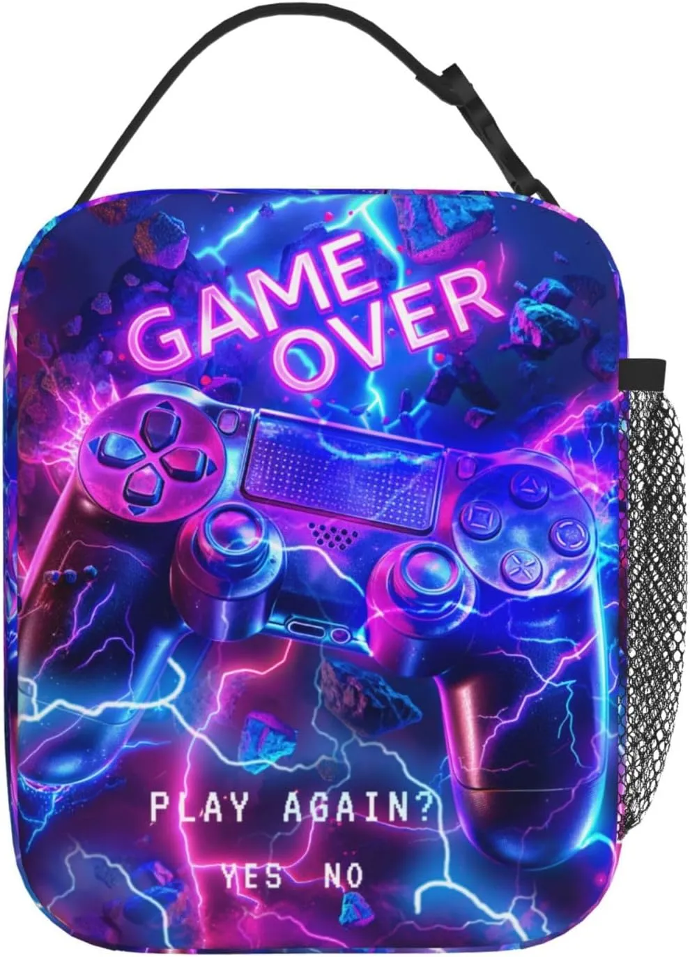 Lunch Box For Children Teen Boys And Girls Children Lunchboxes Insulated Kids Camping Lunch Bag Neon Gamer Lunch Bag Video Game Lunch Box Gaming Lunchbox For Boys With Strap For School Sport