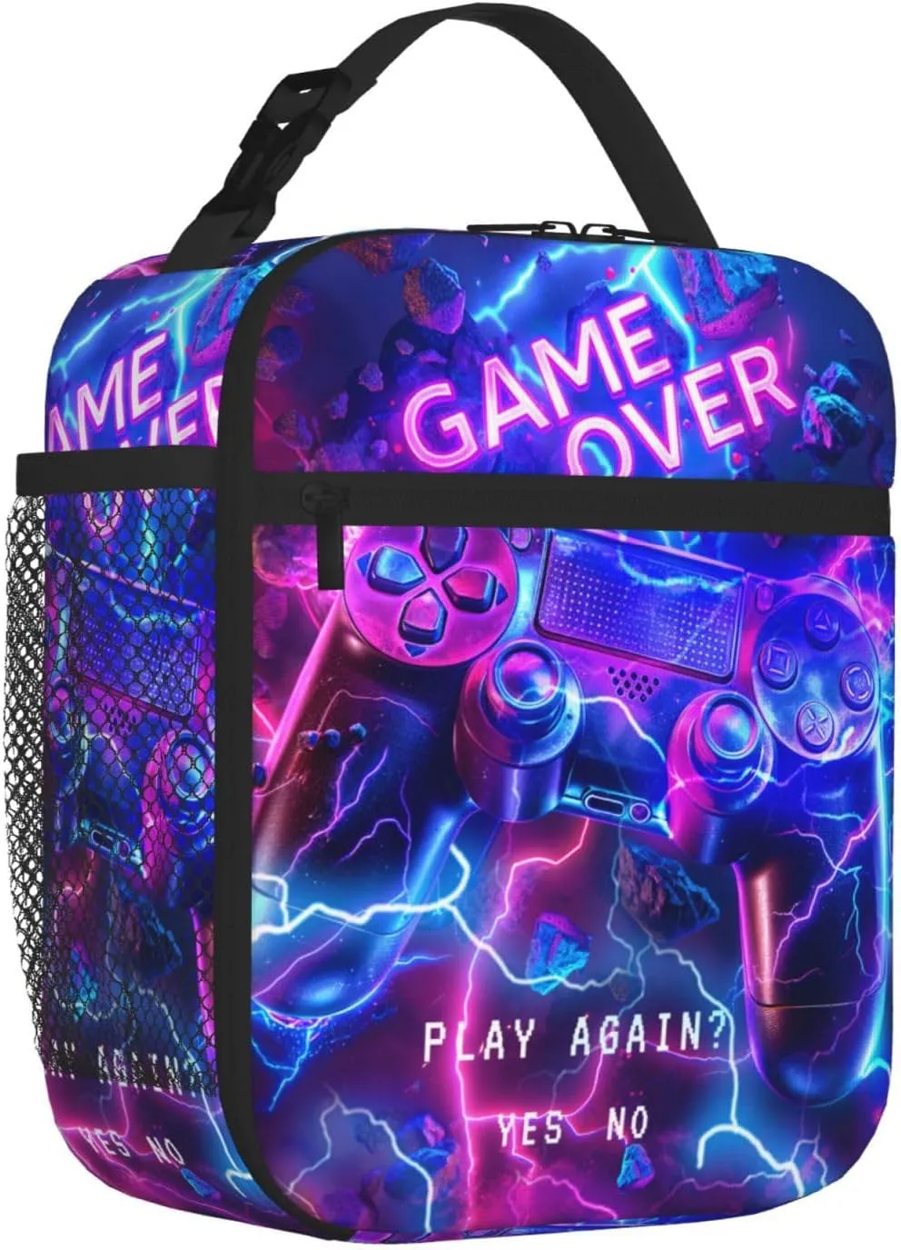 Lunch Box For Children Teen Boys And Girls Children Lunchboxes Insulated Kids Camping Lunch Bag Neon Gamer Lunch Bag Video Game Lunch Box Gaming Lunchbox For Boys With Strap For School Sport