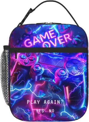 Lunch Box For Children Teen Boys And Girls Children Lunchboxes Insulated Kids Camping Lunch Bag Neon Gamer Lunch Bag Video Game Lunch Box Gaming Lunchbox For Boys With Strap For School Sport