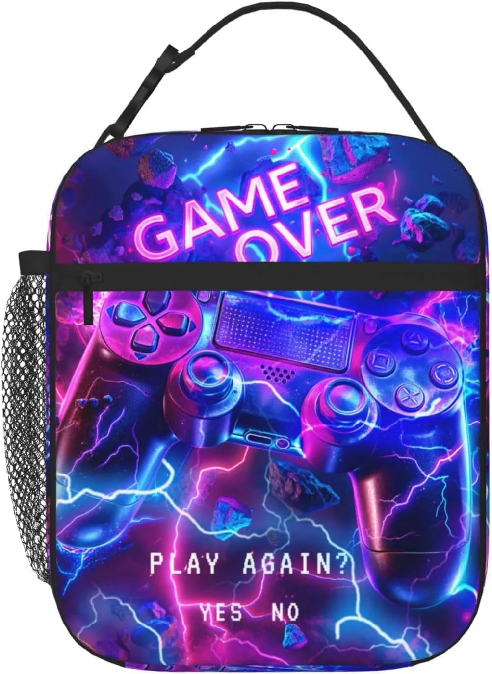 Lunch Box For Children Teen Boys And Girls Children Lunchboxes Insulated Kids Camping Lunch Bag Neon Gamer Lunch Bag Video Game Lunch Box Gaming Lunchbox For Boys With Strap For School Sport