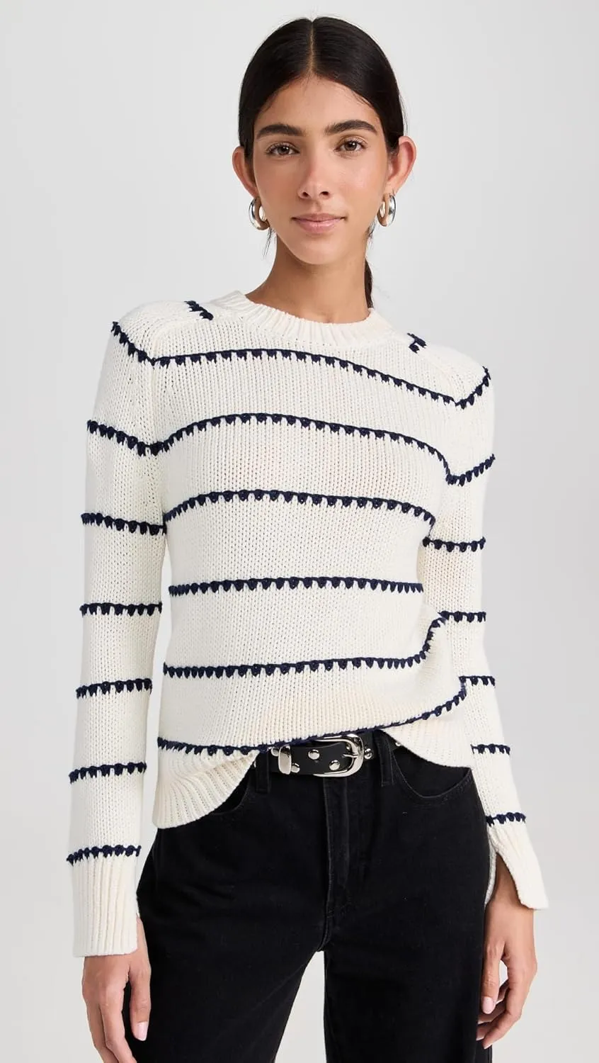 Madewell Women's Mare Textured Stripe Pullover Sweater