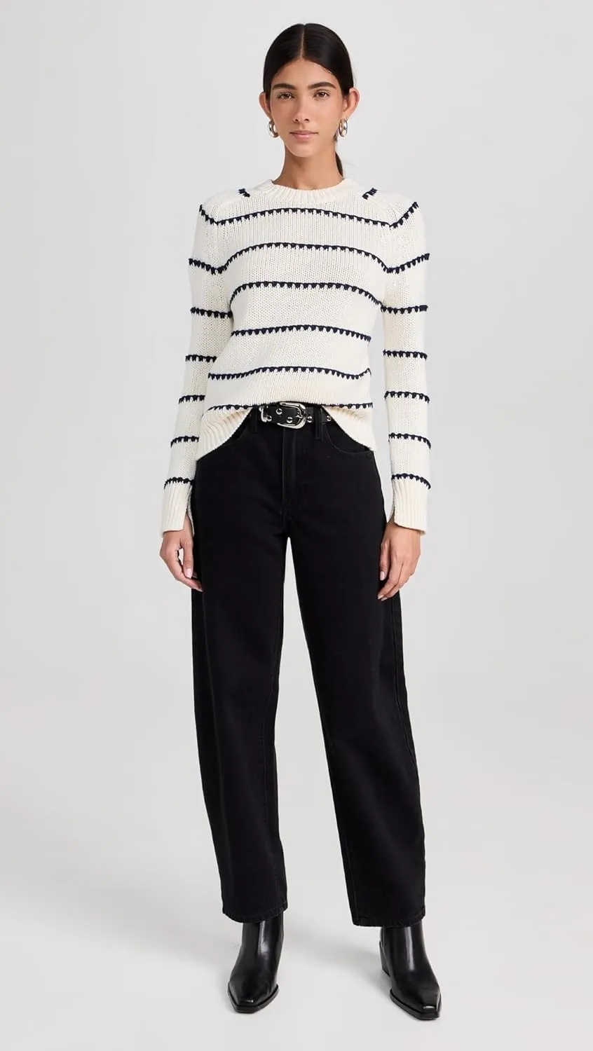 Madewell Women's Mare Textured Stripe Pullover Sweater