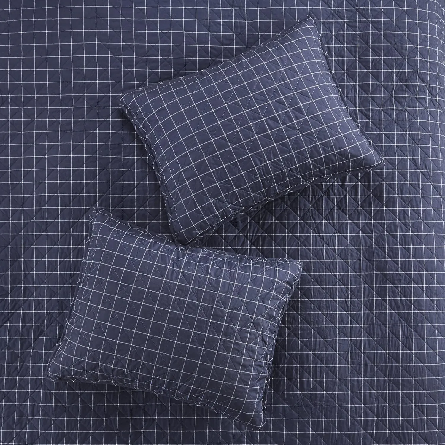 Madison Park Reversible Quilt Cabin Lifestyle Plaid Design - All Season, Breathable Coverlet Bedspread Bedding Set, Matching Shams, Full/Queen(90"x90"), Green/Navy 3 Piece