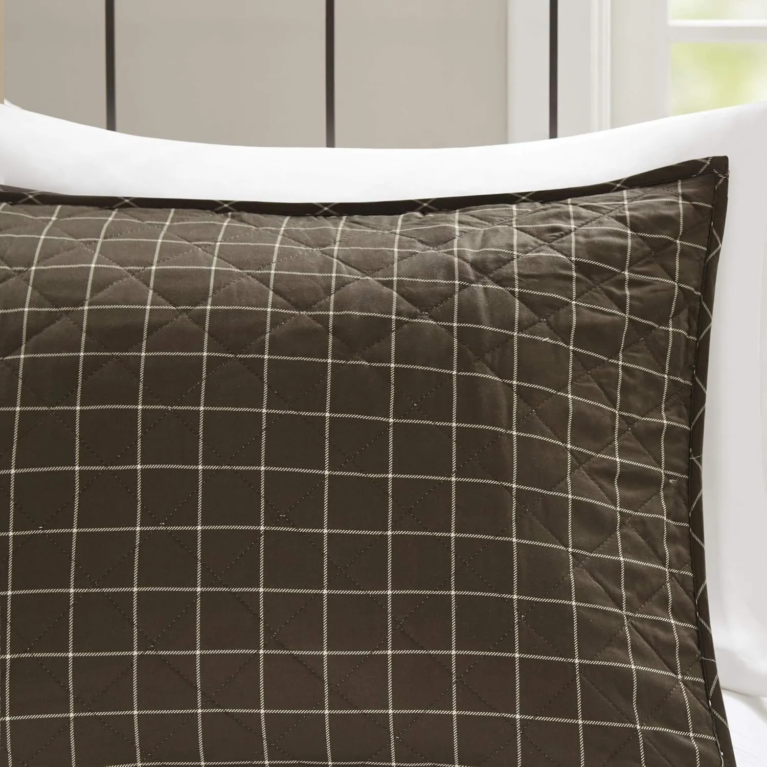 Madison Park Reversible Quilt Cabin Lifestyle Plaid Design - All Season, Breathable Coverlet Bedspread Bedding Set, Matching Shams, Timber Black/Brown Full/Queen(90"x90") 3 Piece