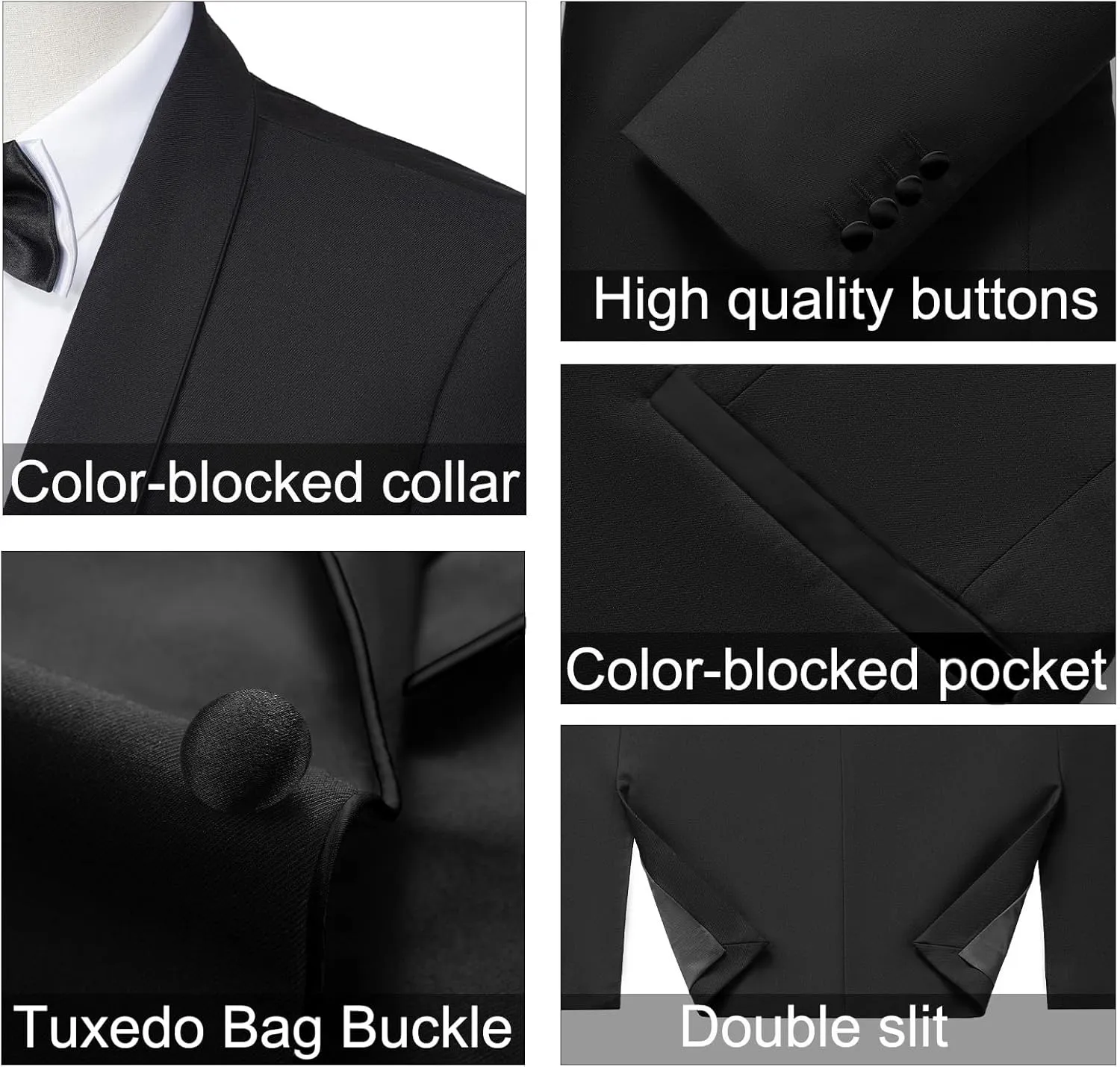 MAGE MALE Mens 2 Pieces Tuxedo Shawl Lapel Slim Fit One Button Color Clashing Design Suit Wedding Blazer Jacket and Pants Set