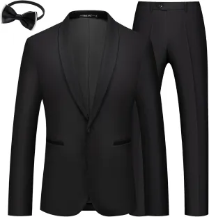 MAGE MALE Mens 2 Pieces Tuxedo Shawl Lapel Slim Fit One Button Color Clashing Design Suit Wedding Blazer Jacket and Pants Set