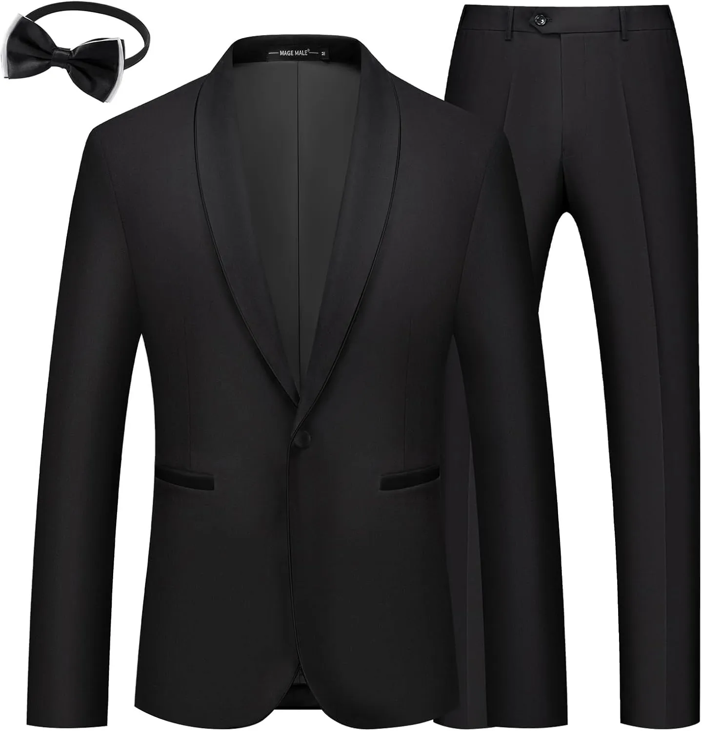 MAGE MALE Mens 2 Pieces Tuxedo Shawl Lapel Slim Fit One Button Color Clashing Design Suit Wedding Blazer Jacket and Pants Set
