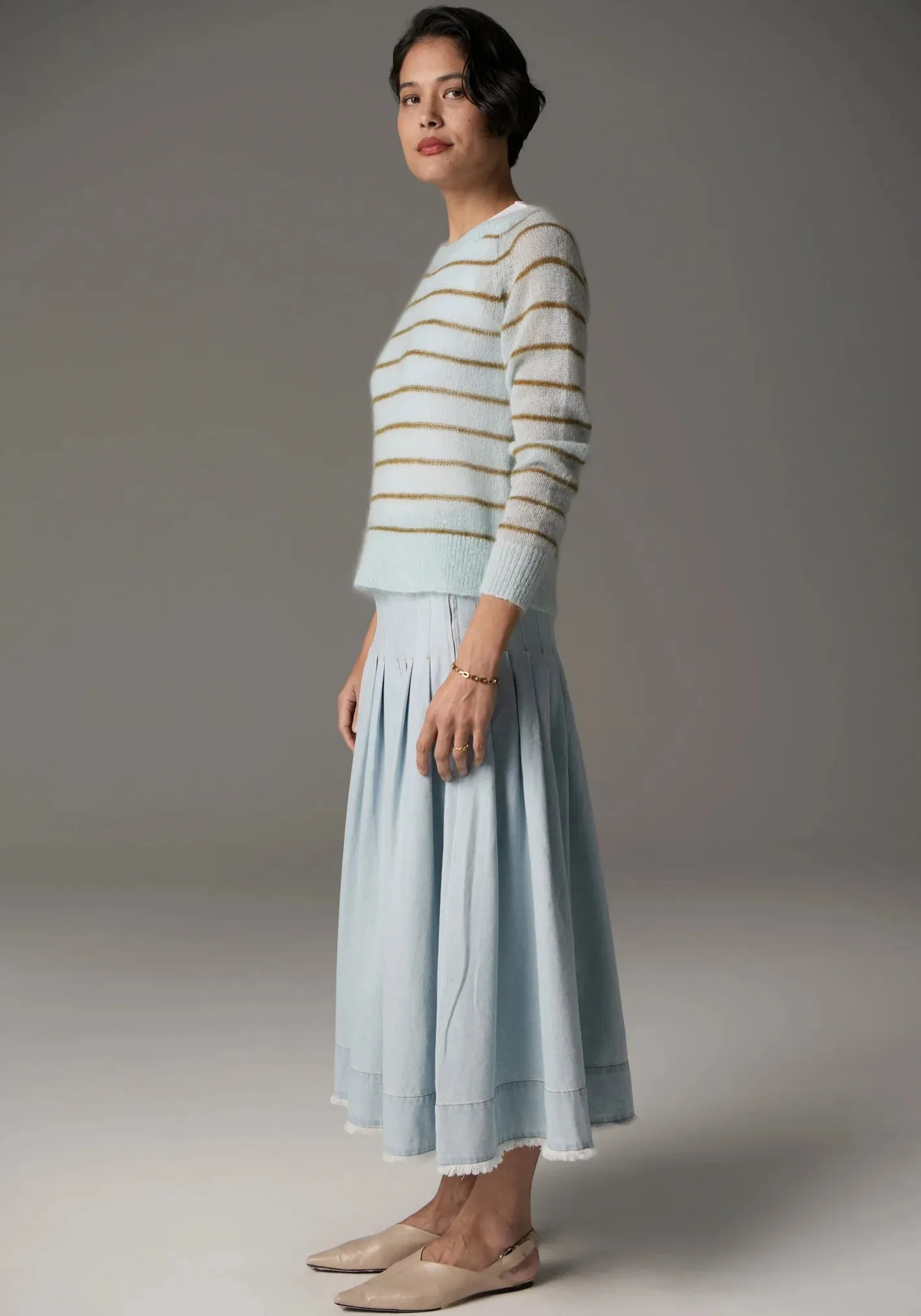Maia Stripe Knit in Blue/Khaki by POL