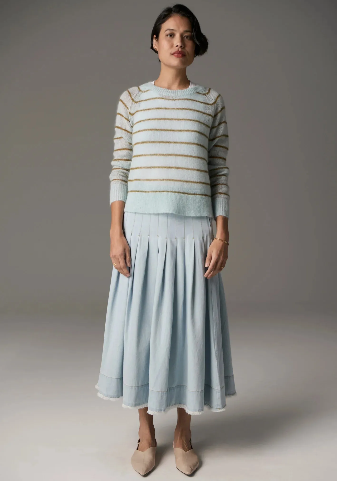 Maia Stripe Knit in Blue/Khaki by POL