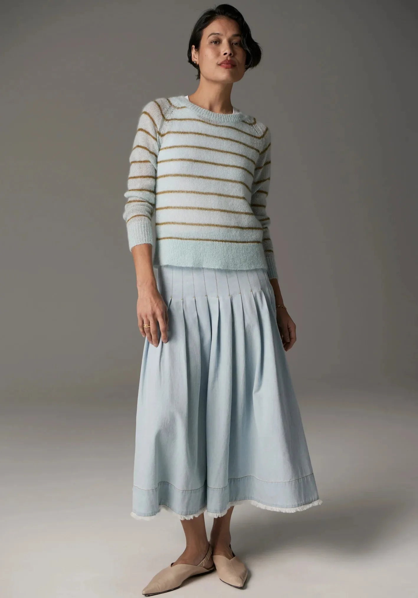 Maia Stripe Knit in Blue/Khaki by POL