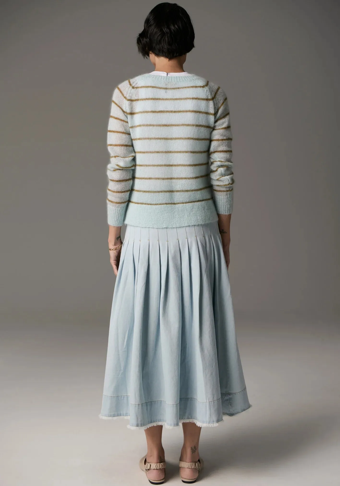 Maia Stripe Knit in Blue/Khaki by POL