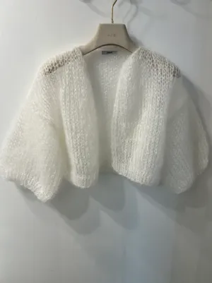 Maiami Light Mohair Short Sleeve Bomber - White