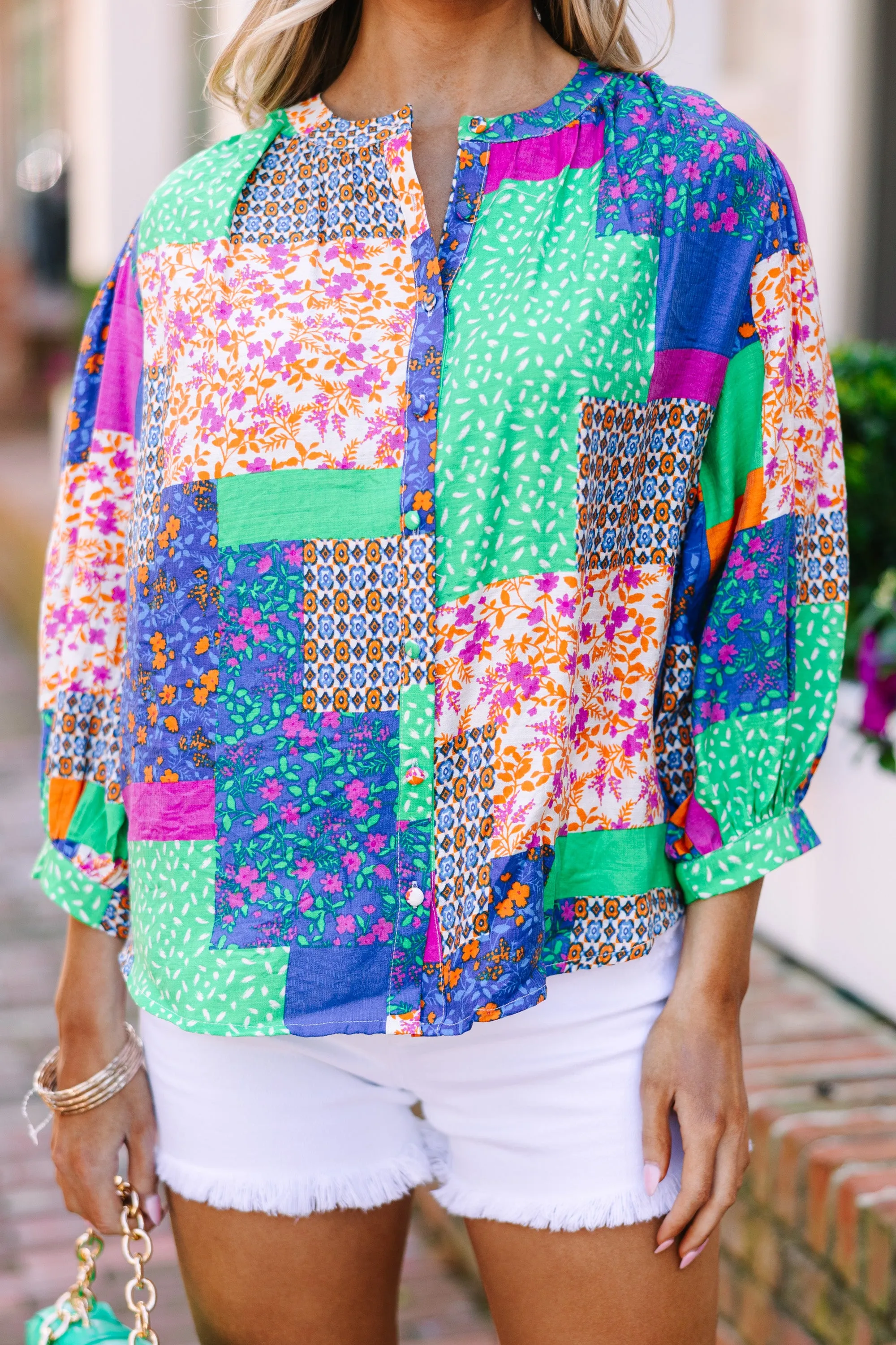 Make You Smile Green Blouse