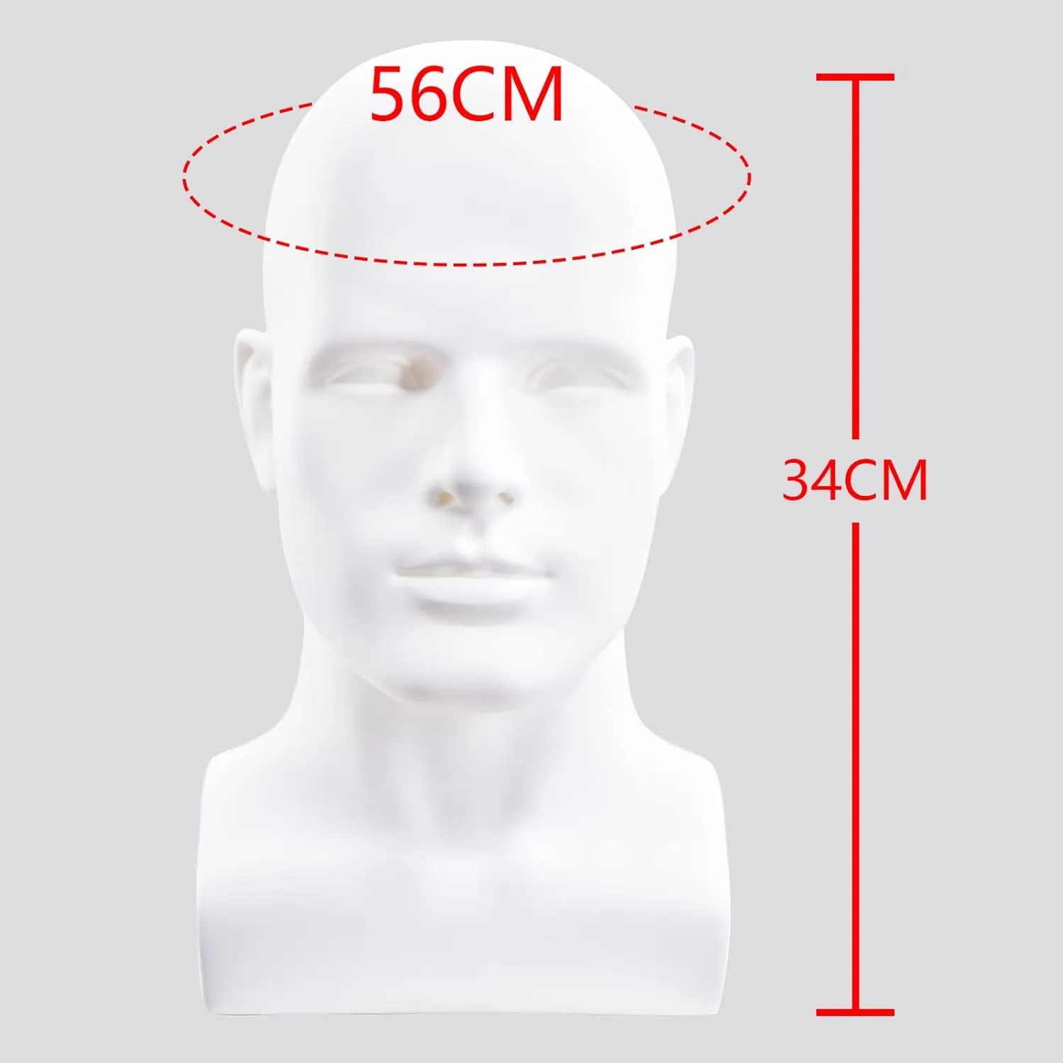 Male Mannequin Head Professional Manikin Head for Display Wigs Hats Headphone Mask Sunglasses Jewelry and Scravat Display Stand (Matte white)