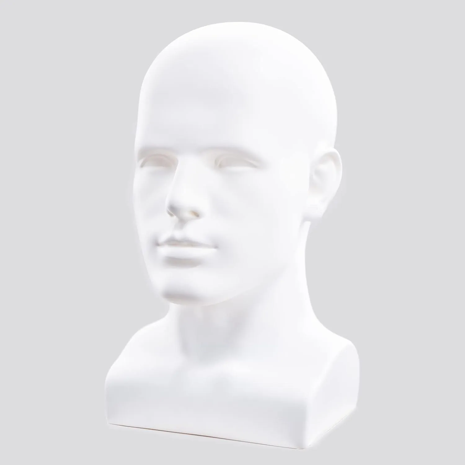 Male Mannequin Head Professional Manikin Head for Display Wigs Hats Headphone Mask Sunglasses Jewelry and Scravat Display Stand (Matte white)
