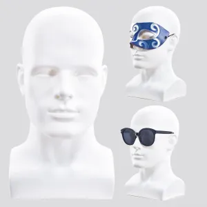 Male Mannequin Head Professional Manikin Head for Display Wigs Hats Headphone Mask Sunglasses Jewelry and Scravat Display Stand (Matte white)